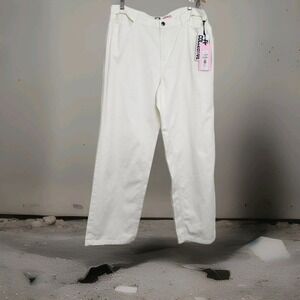Future Collective Alani Noelle White‎ Carpenter Utility Pants Womens 14 Wide Leg